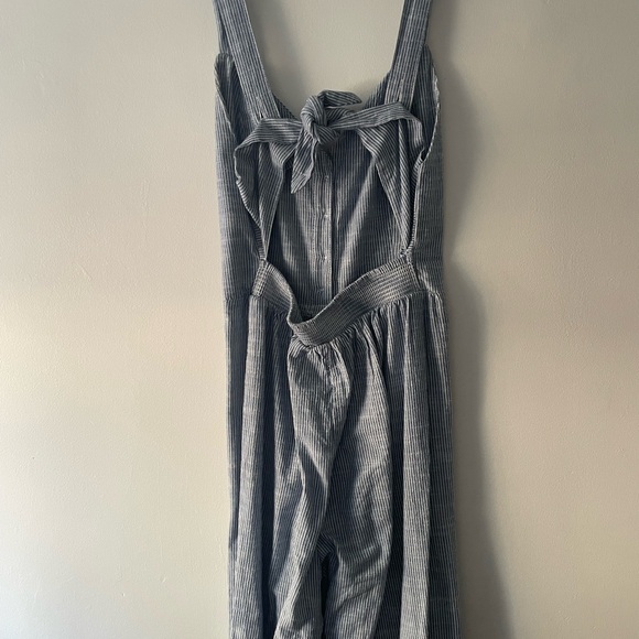 Blue and white striped romper (pants) w open back - Picture 2 of 2